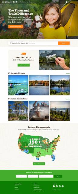 Thousand Trails Responsive Web Design