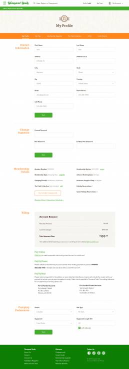Thousand Trails Responsive Web Design